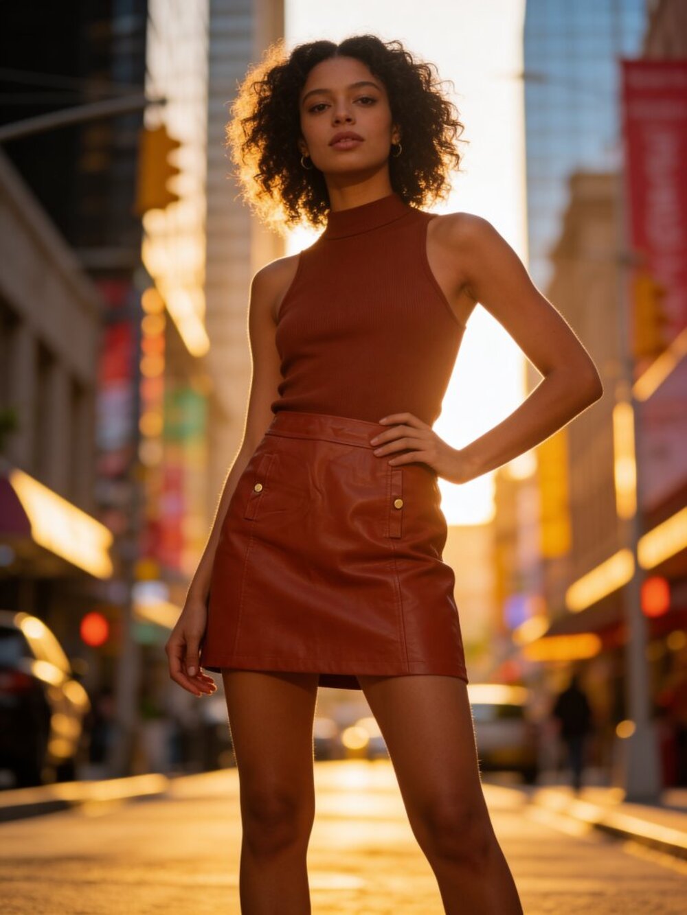 The LOFT faux leather A-line skirt with gold buttons